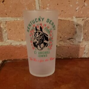 White and Green Frosted Drinkware Glass